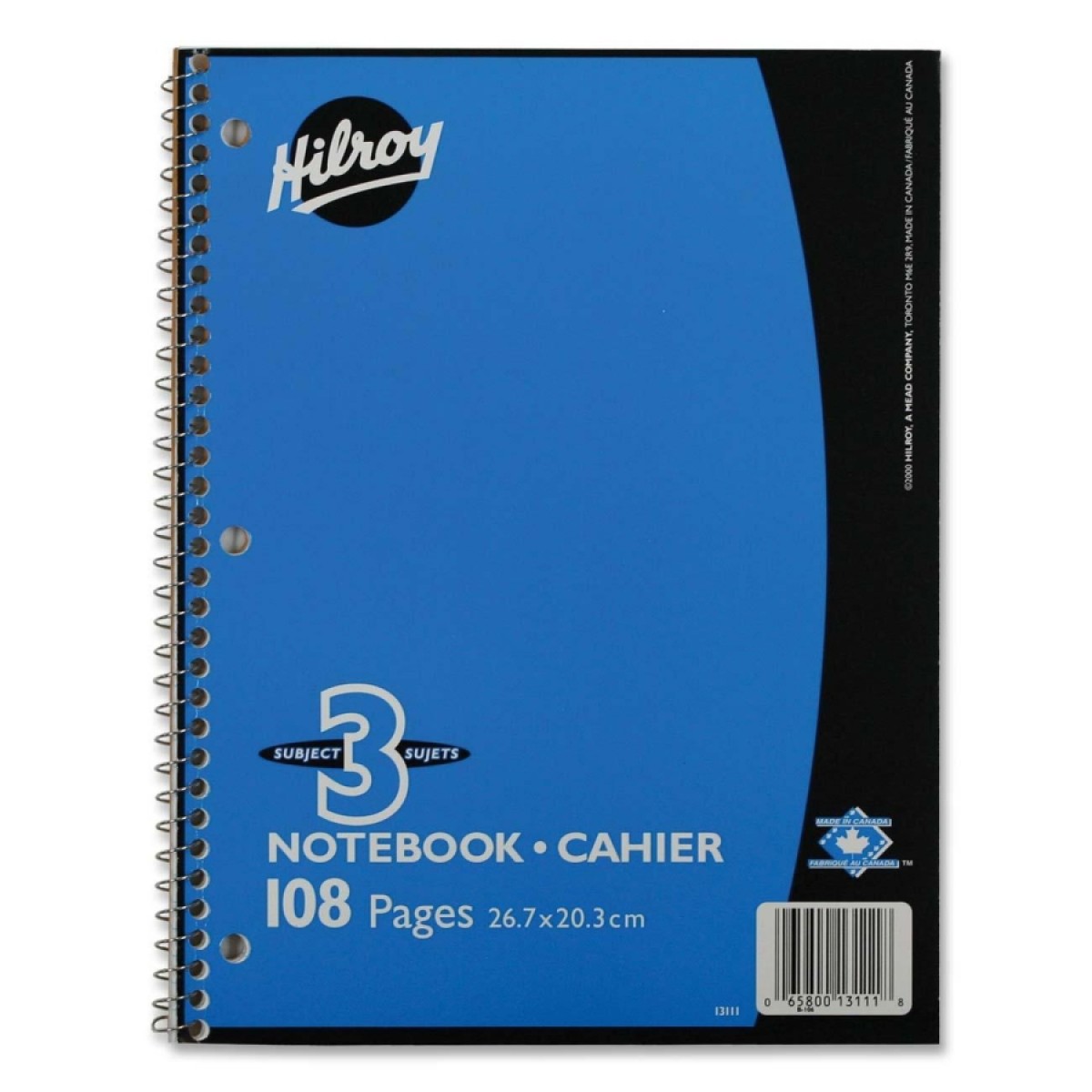 Hilroy Coil 3 Subject Notebook (10 1/2" x 8") (108 Pages) - Image 1